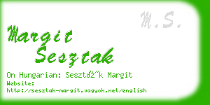 margit sesztak business card